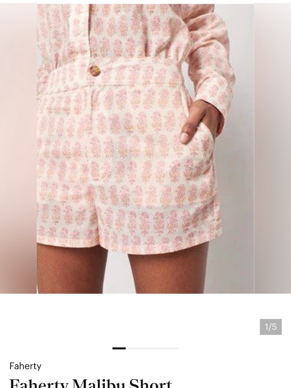 Faherty Malibu Shorts in Pink Taj Floral Organic Cotton Elastic Waist Size XS